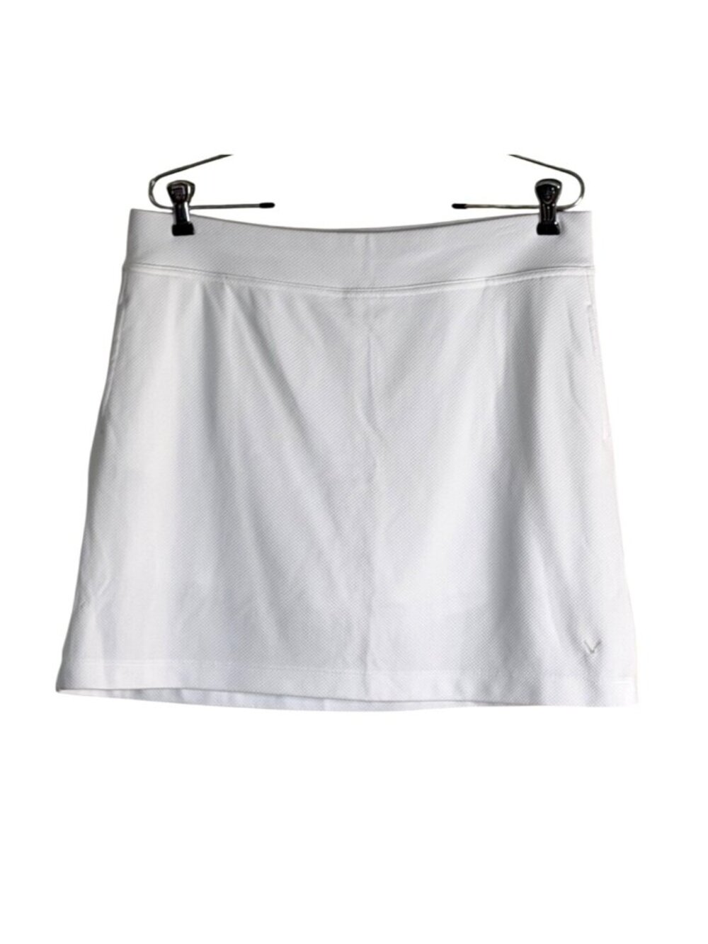 Callaway Women's Opti Dry Textured Knit Skort Skirt Pocket White Golf Size Large